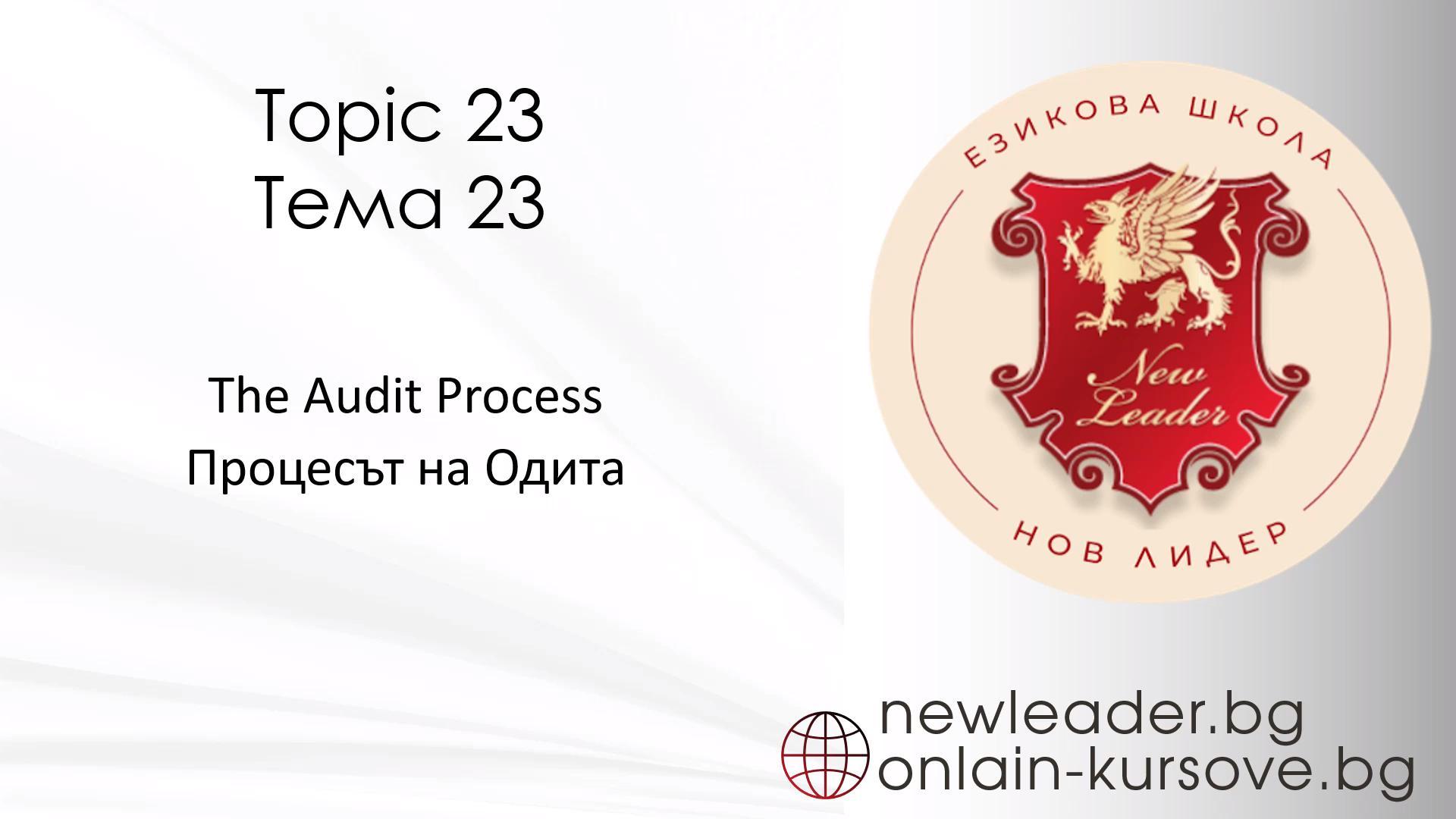 Тема 23 - Процесът на Одита